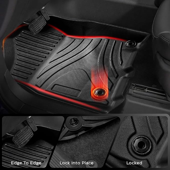 Floor Mats Custom Fit for 2019-2025 Dodge Ram 1500, TPE All-Weather Floor Liners Full Set with 1st & 2nd Rows, Fit Bucket or Bench Seats (Crew Cab 2019-2025 New Body, Full Set(Without Storage))