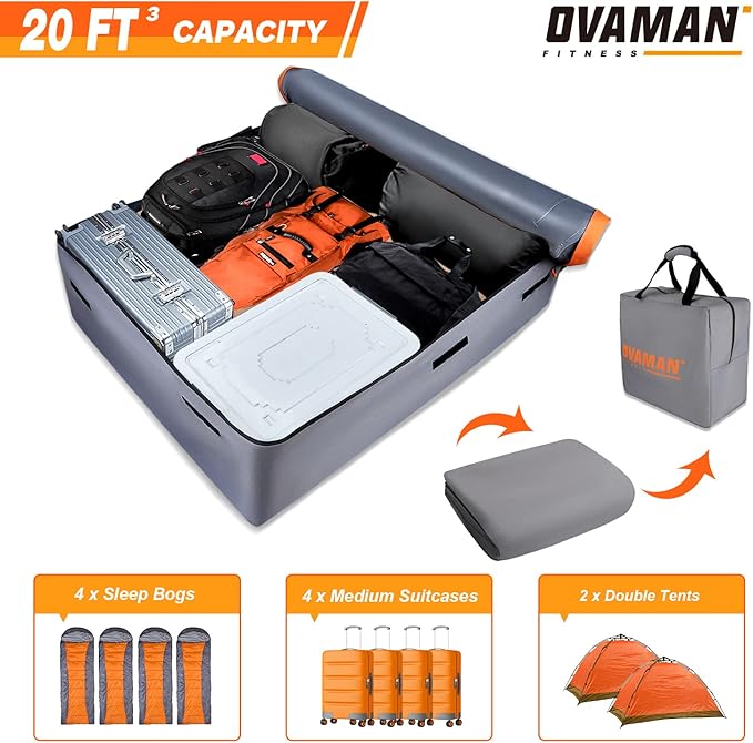 Car Rooftop Cargo Carrier Bag – 20 Cubic Feet Waterproof Heavy Duty 900D Roof Bag for All Vehicles SUV with/Without Roof Rack, Car Storage Bag with Anti-Slip Mat, 6 Hooks & Luggage Lock