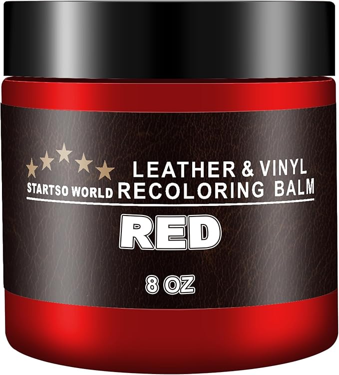 STARTSO WORLD Leather Recoloring Balm, Red Leather Repair Kit for Furniture, Leather Dye, Leather Color Restorer for Couches, Leather Couch Paint | Repair, Restore & Renew Old, Faded Leather