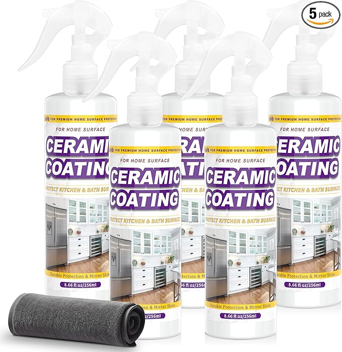 Ceramic Coating Spray for Kitchen Appliances & Stainless Steel – Fingerprint Resistant Cleaner & Sealer for Sinks, Fridges, Stoves – Easy Cleaning & Long-Lasting Multi-Surface Shine 43.3oz