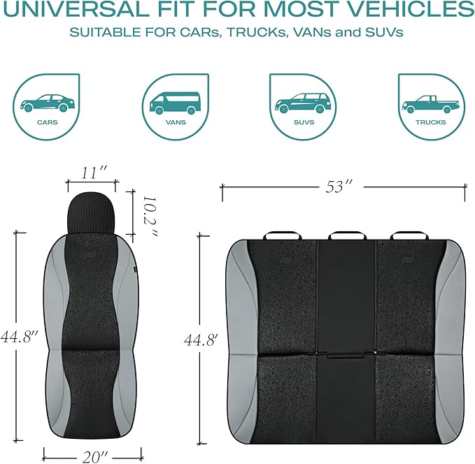 Skechers Car Seat Covers,Leather Seat Covers with GOGA Mat Technology,Waterproof Car Seat Covers Front Seats,Airbag Compatible,Comfort Universal Fit for Most Cars,Vans,Trucks,SUVs,Grey