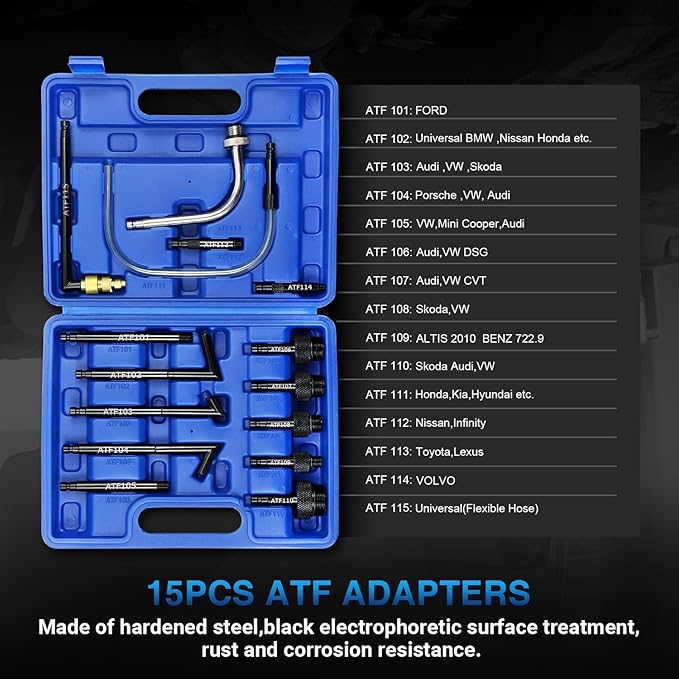 YSTOOL 7.5L Transmission Fluid Pump Manual ATF Refill Fill System Dispenser Hand Pump Kit Portable Automatic Oil Transfer Change Filling Tools with 15PCS ATF Adapters Blue Case