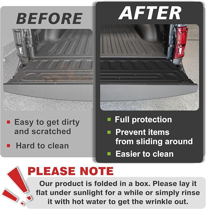 TripleAliners Tailgate Mat Compatible with 2009-2018 Dodge Ram 1500 & 2009-2026 Ram 2500/3500 & 2019-2024 Ram 1500 Classic Standard Tailgate Accessories Liner All Weather Protector TPE Custom Fit