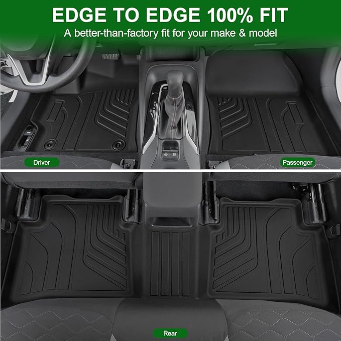 Floor Mats for 2020-2025 2026 Toyota Corolla Sedan (Not Fit for Hatchback and Cross), All Weather TPE Front Rear 2 Row Car Floor Liners Door Sill Guards for 2025 Corolla Accessories