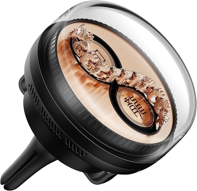 Car Air Freshener with Moving Dragon - 3 Fragrance Pads, Wind-Powered Air Vent Diffuser, Moving Dragon Design, Car Freshener Vent Clip