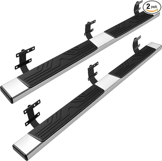 PZ 6.5" Running Boards Compatible with 2026 Dodge Ram 1500 Crew Cab New Body Style Chrome Stainless Steel Ridge Pattern Truck Side Steps Rails Nerf Bars(for 2026 Ram 1500 New Body Style)