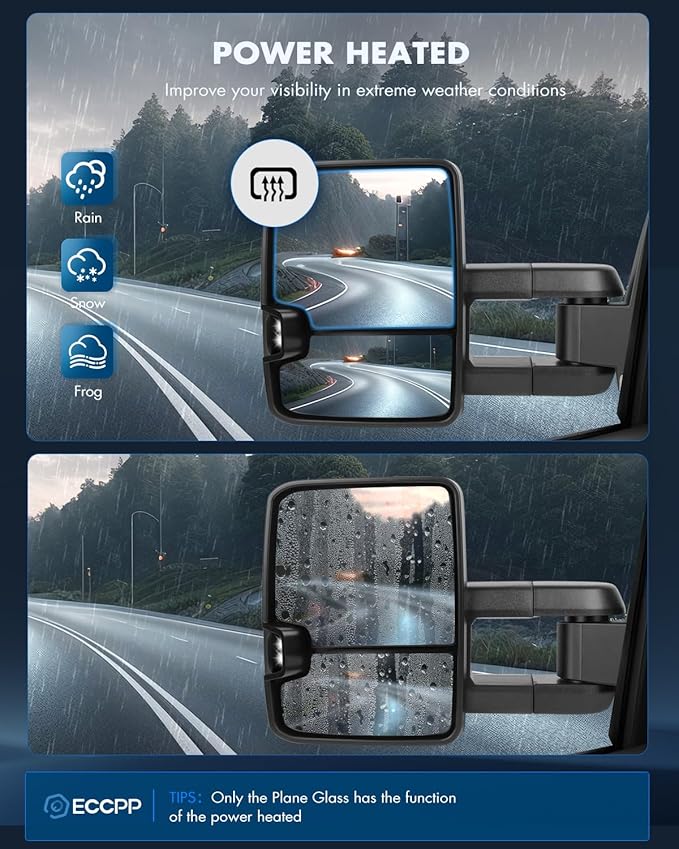 ECCPP Towing Mirrors Fit For 2003-2006 For Chevy Silverado For GMC Sierra A Pair Of With Dynamic Running Light Arrow Signal Width Reversing Lights Power Operation Heated