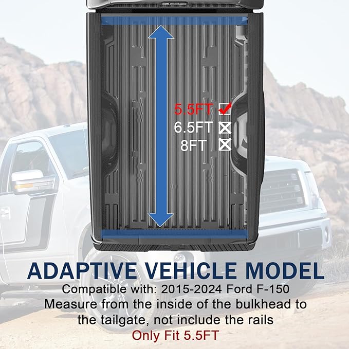 Hard Tri-Fold Truck Bed Tonneau Cover Compatible with 2015-2024 Ford F-150 5.5FT Bed