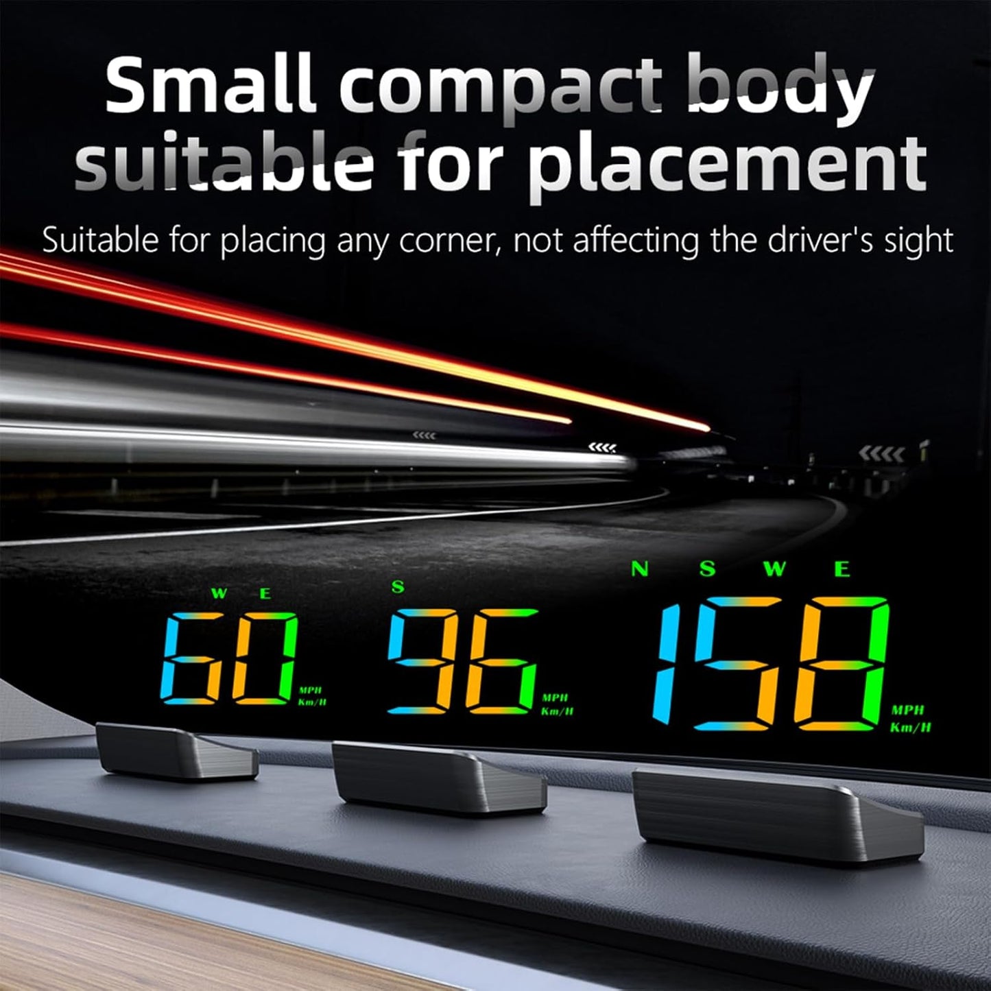 Heads Up Display M2S, GPS Speedometer Multi-Segment Alarm Settings, Fully Automatic Light Sensing, for All Speedometer Models