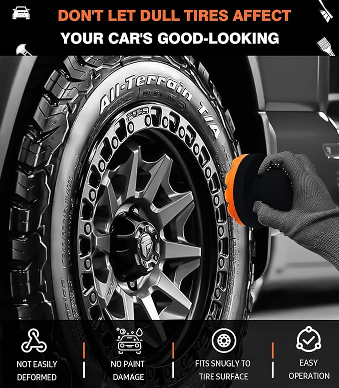 YeewayVeh 8PCS Wheel Brush Kit, Bendable Wheel Rim Cleaner Brush for All Wheel Spokes, Wheel Cleaning Brush Kit with Tire Brush, Rim Brush, Car Detailing Brush and Tire Shine Applicator, Orange