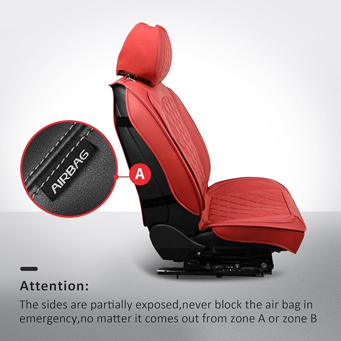 MIROZO Front Seat Covers,2PCS Car Seat Covers Faux Leather Automotive Seat Covers Car Seat Protector Seat Cover Set Vehicle Cushion Cover for Sedan, Truck and SUV (2PCS Front, Wine Red