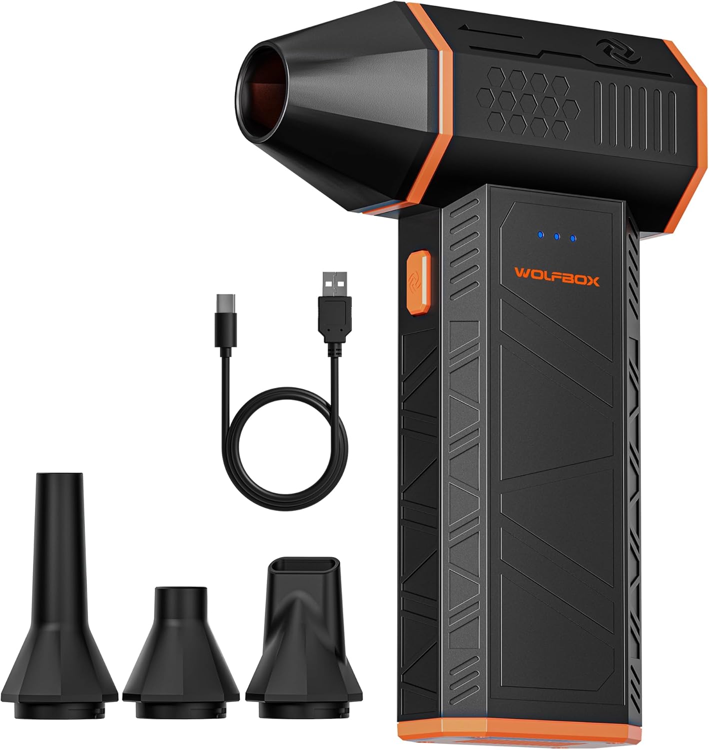 WOLFBOX MF50 Electric Air Duster-110000RPM Super Power Cordless Air Duster, 3-Gear Adjustable Mini Blower with Fast Charging, Dust Blower for Computer, Keyboard, House, Outdoor and Car