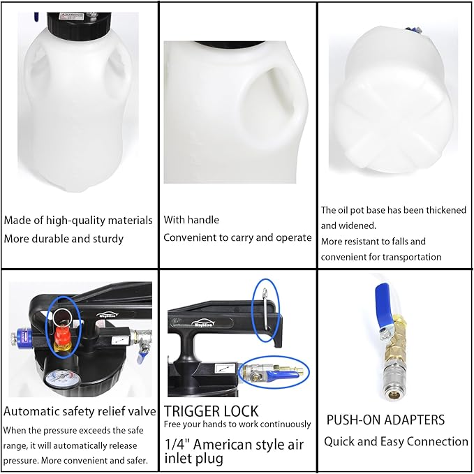 6L Transmission Fluid Pump and Oil Extractor Pump,6L Automatic Transmission Fluid Pump Fluid Extractor/Dispenser for ATF Filler System with 15 Pieces ATF Filler Adapters and 4 Hoses (BLACK, 6L)