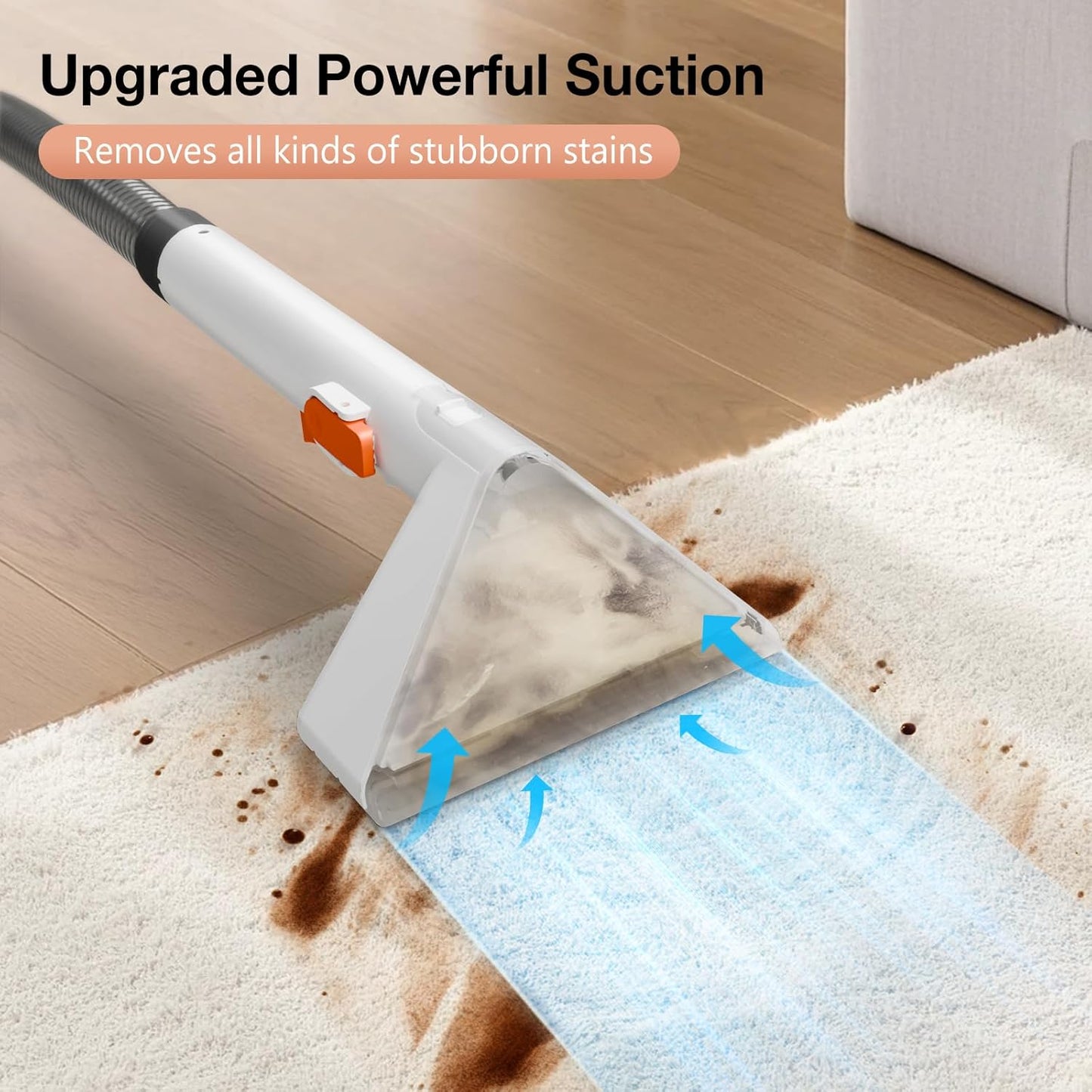 Portable Carpet and Upholstery Cleaner Machine - Multi-Surface Cleaner, Couch & Rug Shampooer with Powerful Suction, Handheld Cleaner for Pets, Spot, Stain, Car & Auto Detailer, 2 Cleaning Tools, Pink