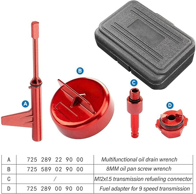 Transmission Oil Filling Tool 725289229000, Aluminum Alloy Gearbox Fluid Change Kit Fit for Benz 725.0 9 Speed, Replaces OE 725589029000 725289009000