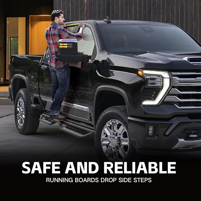 Crew Cab Running Boards Side Steps Compatible with 2019-2025 Chevy Silverado & GMC Sierra 1500, 2020-2025 Chevrolet Silverado/GMC Sierra 2500 3500 HD CrewCab (Excl 2019 1500 LD/Limited) -Star