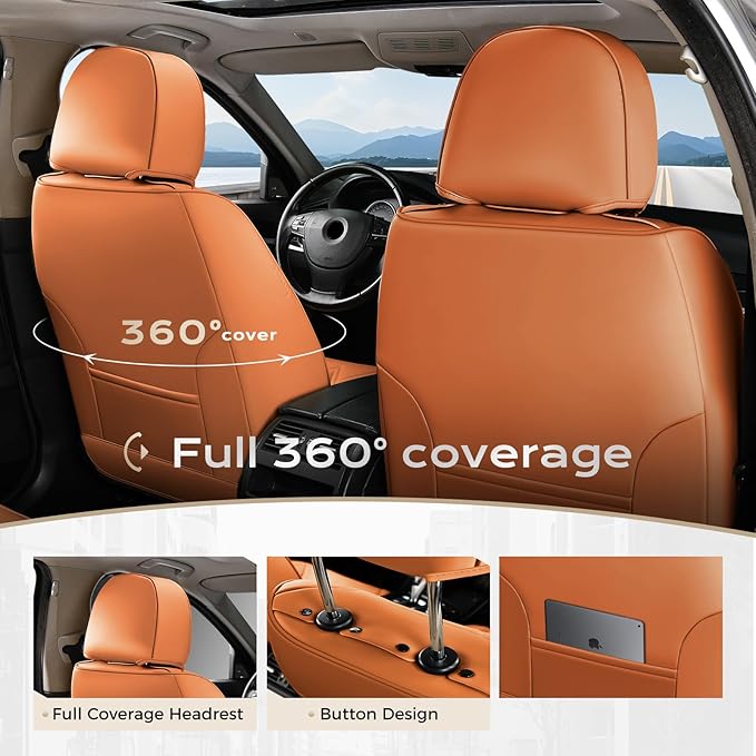 Coverado Car Seat Covers, Front Covers for Cars, Car Seat Cover Front Seats, Automotive Seat Cover, Waterproof, Leather Car Seat Cushion, Universal Interior Covers Seat Protectors for Most Cars