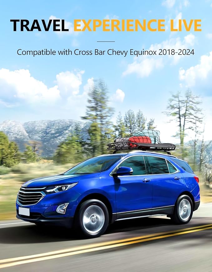 Tuyoung All Aluminum Roof Rack Cross Bars Compatible with 2018-2024 Chevy Chevrolet Equinox GMC Terrain (Not for EV), 260lbs Lockable Heavy Duty Aluminum Roof Rails Crossbars Luggage Cargo Carrier Car