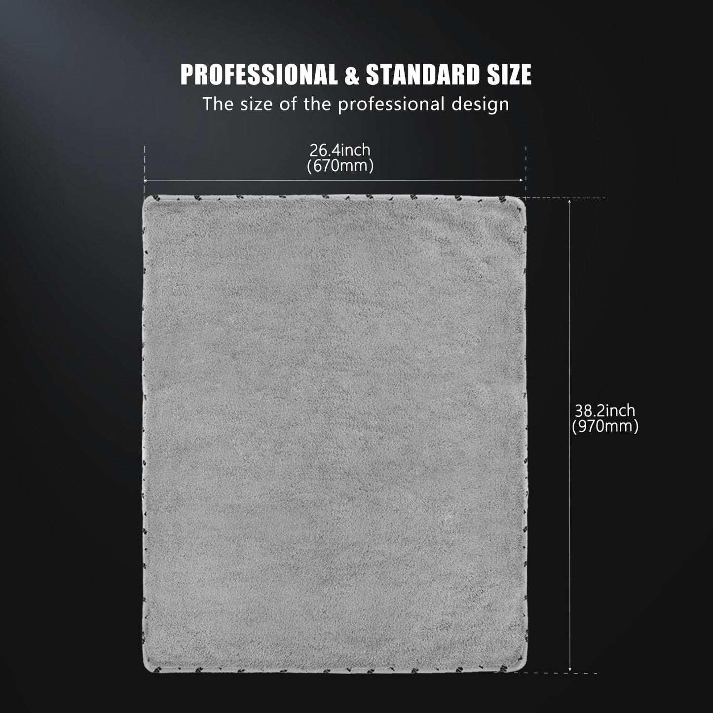 SPTA Car Microfiber Towels Woolly Mammoth Large, Super Absorbent and Soft Microfiber Towels for Cars, Gray (26.4 x 38.2 inch) -MT035