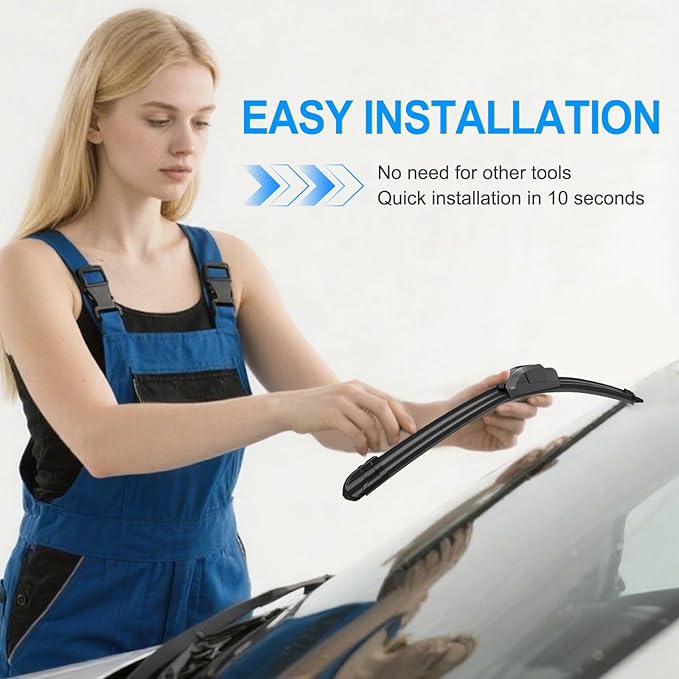 CJPPPZIW® Windshield Wipers-22"+17"+11" Replacement for 2002 2003 2004 2005 2006 2007 Ford Fiesta Premium All-Season Front and Rear Wiper Blades,Original Factory Quality(Pack of 3)