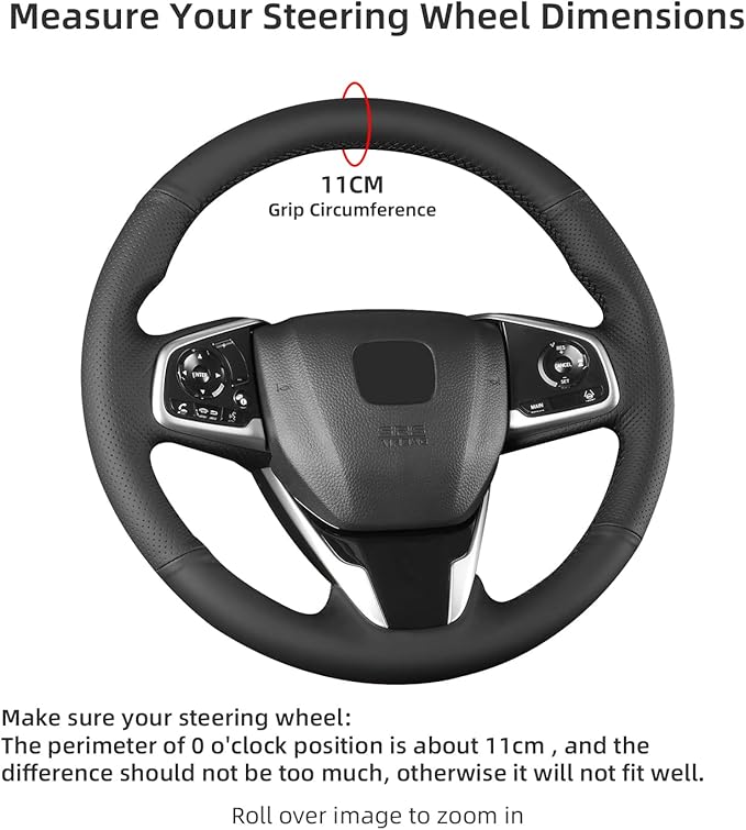 Hand Sewn Microfiber Leather Steering Wheel Cover on Wrap,Fit for Honda Civic 10th 2016-2021 / CR-V 2017-2021 / Clarity 2016-2018 / Breeze 2020-2021 / Crider 2019-2020 / Envix 2019-2020