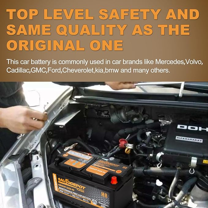 BCI Group 49 Car Battery, 12V 95Ah Size H8 Automotive Battery Premium Maintenance Free AGM Batteries, 900CCA, 160RC