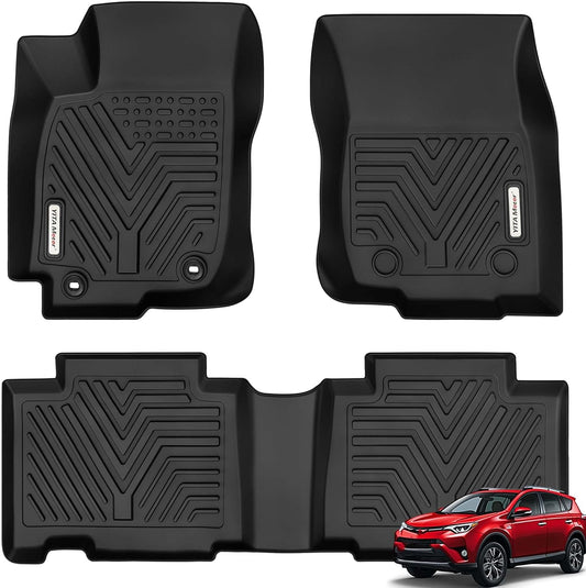 YITAMOTOR Floor Mats Compatible with 2013-2018 Toyota RAV4 Standard Models, Custom Fit Floor Liners, 1st & 2nd Row All-Weather Protection