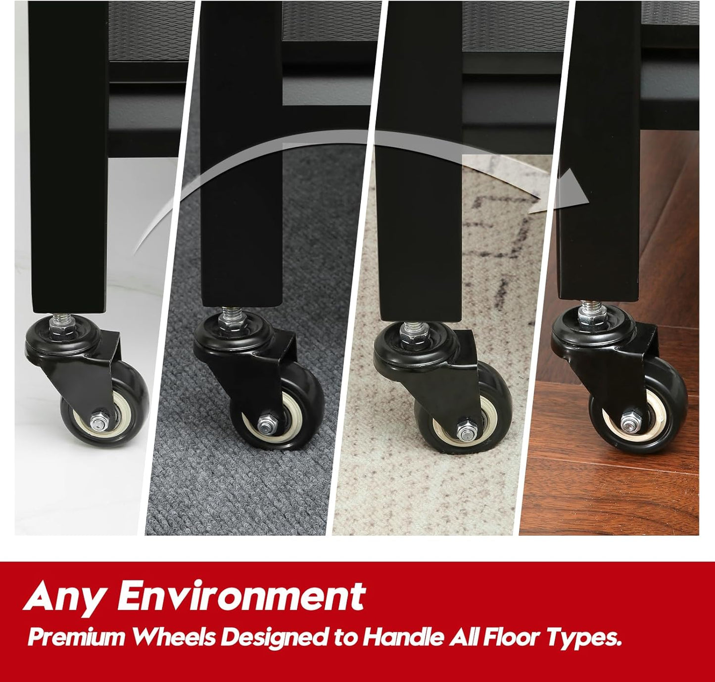 Kitchen Shelving with Lockable Wheels - 5-Tier Space-Saving Metal Shelves 72" H X 31.5" W X 17" D, Heavy Duty Adjustable Storage Shelf for Living Room/Home Office/Pantry