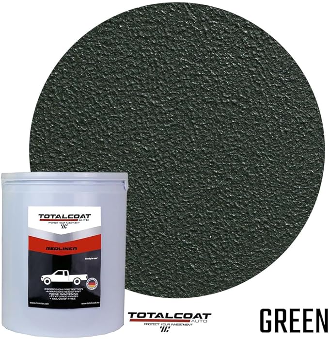 Roll On Truck Bed Liner Paint; Heavy Duty Coating Protection for Box Trucks, Pickups, Cargo Vans (1 Gallon Kit, Green)