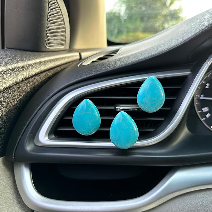 Boho Car Accessories 6pcs Turquoise Air Vent Clips Car Air Freshener Outlet Clips with Car Scent Creative Decorations for Women Best Wishes for Lover and Friend