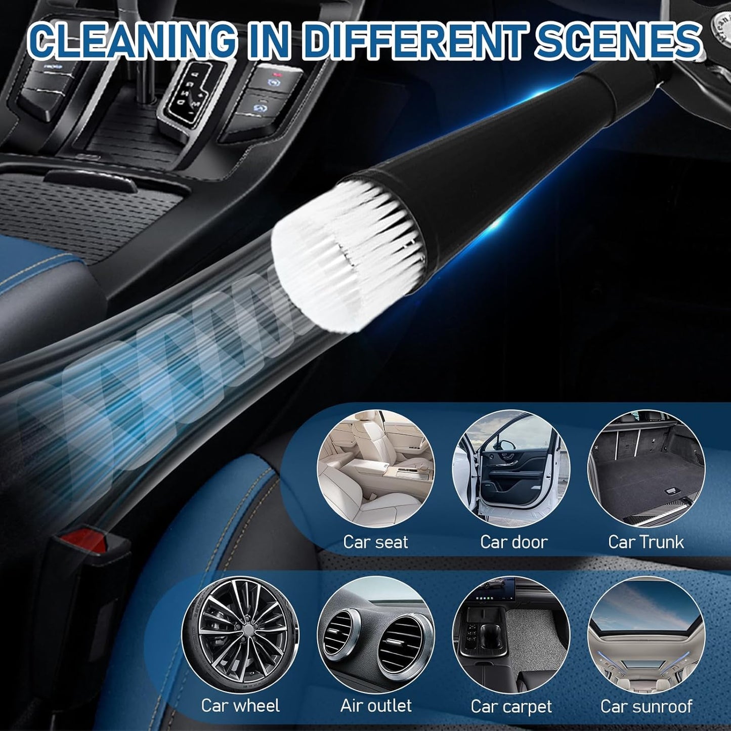 Tornado Car Cleaning Air Blow Gun – High Pressure Interior Detailing Tool with 360° Swivel Nozzle, Pneumatic Dust Blower for Auto Carpet Seats Dashboard Console Cleaning.