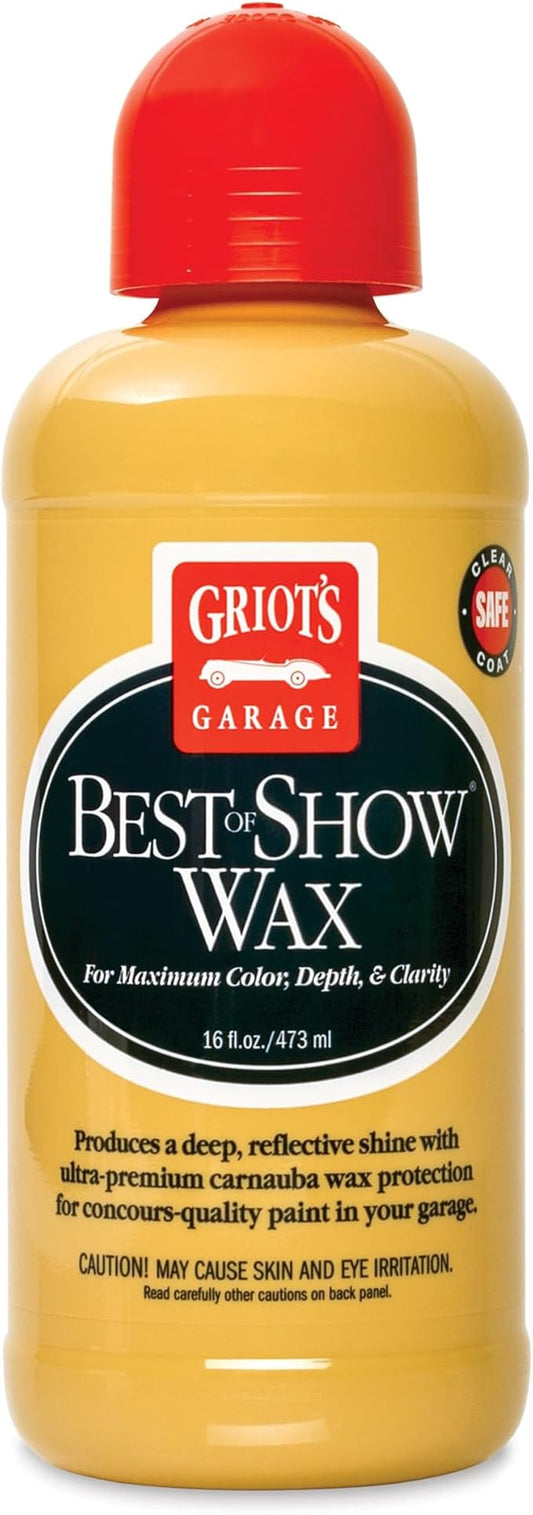 Griot's Garage Best of Show Wax for Car Detailing and Polishing, Carnauba-Packed Wax Coating for High-Gloss Shine and Paint Protection, 11171, 16oz