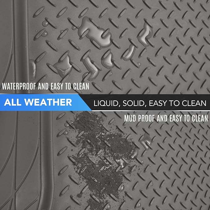 PIC AUTO Heavy Duty Rubber Trunk Cargo Liner Floor Mats, Trimmable to Fit for Car, SUV, Van, and Trucks – All-Weather Protection, Anti-Slip Backing, Easy to Clean, Durable and Long-Lasting (Gray)