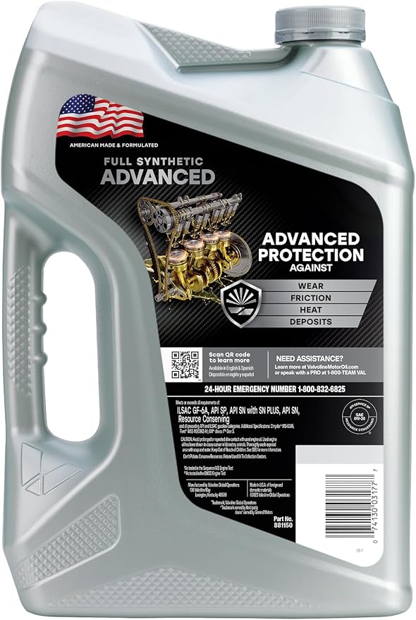 Valvoline Advanced Full Synthetic SAE 0W-20 Motor Oil 5 QT