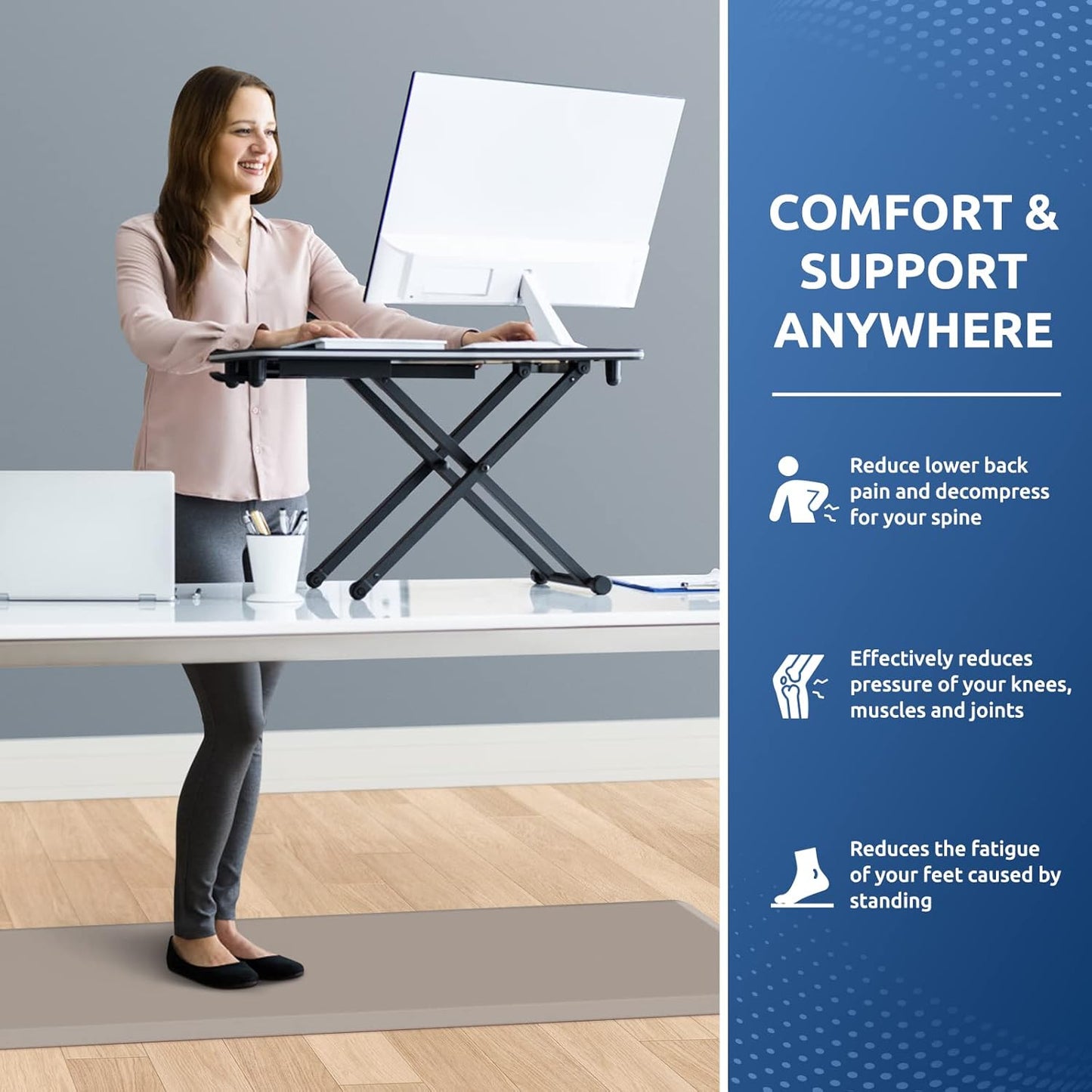 KitchenClouds Kitchen Mat Cushioned Anti Fatigue Kitchen Rug 17.3"x60" Waterproof Non Slip Kitchen Rugs and Mats Standing Desk Mat Comfort Floor Mats for Kitchen House Sink Office (Khaki)