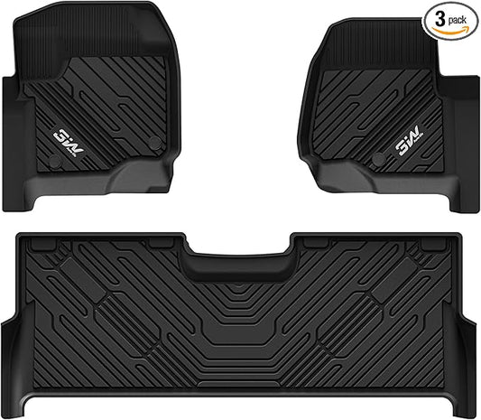 3W Floor Mats Fit for Ford F250 F350 F450 F550 2017-2025 2026 Super Duty Crew Cab Bucket Seat with Under Seat Storage, All Weather TPE Custom Fit F 250 Floor Liner(Not for Vinyl Floor), Upgraded