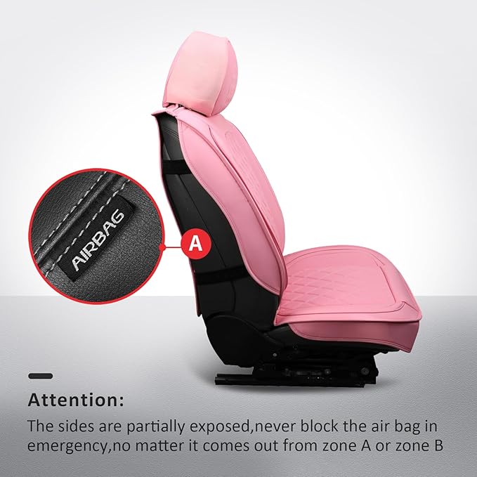 MIROZO Front Seat Covers Pink,2PCS Car Seat Covers Faux Leather Automotive Seat Cover Car Seat Protector Vehicle Seat Cover for Sedan, Truck and SUV (2PCS Front, Pink)