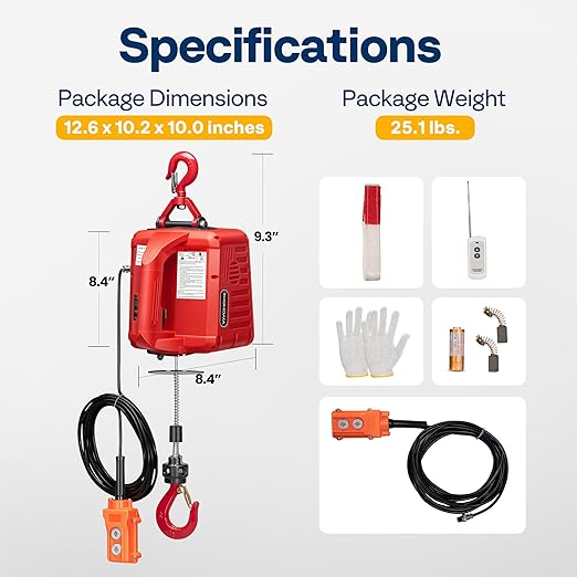 VIVOHOME 3-in-1 Electric Hoist Winch 1540lbs, 110V Portable Power Winch Crane with Wire and Wireless Remote Control, 40ft Lifting Height for Towing, Overload Protection for Garage, Factory, Warehouse