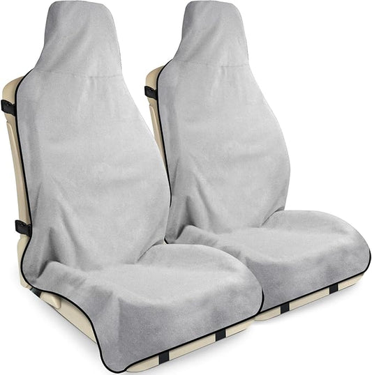 Waterproof Seat Cover Towel, 2PCS Premium Sweat Carseat Protector, Perfect for Universal Anti-Slip Car Truck SUV Seat, Great for Surfing Yoga Gym Workout, Gray