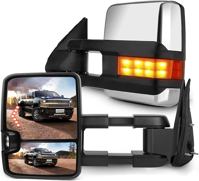 SCITOO Towing Mirrors Compatible with 2003 2004 2005 2006 For Chevy Silverado Pickup All Models For GMC Yukon Yukon Xl Yukon Denali A Pair tow mirror Power Adjusted,Heated,Turn Signal Light