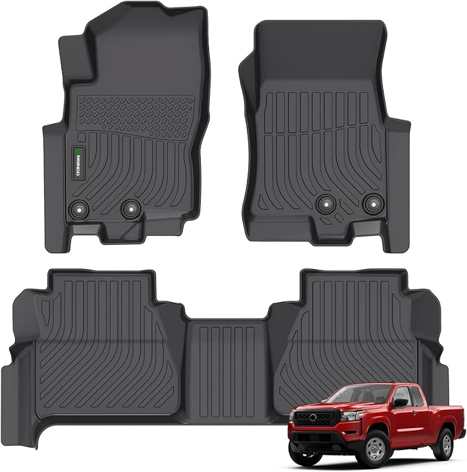 ANBINGO®-Floor Mats Fit for Nissan Frontier 2025 2024 2023 2022 Crew Cab w/ 2nd Row Under-Seat Storage (Not for 2nd with Under Seat Speaker) TPE All Weather Frontier 2025 Accessories Black