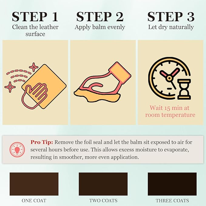 Leather Color Restorer, Leather Recoloring Balm, Scratch Remover, Leather Dye, Leather Paint with Leather Conditioner, Leather Repair Kit for Furniture Couches Car Seats Shoes, Tan