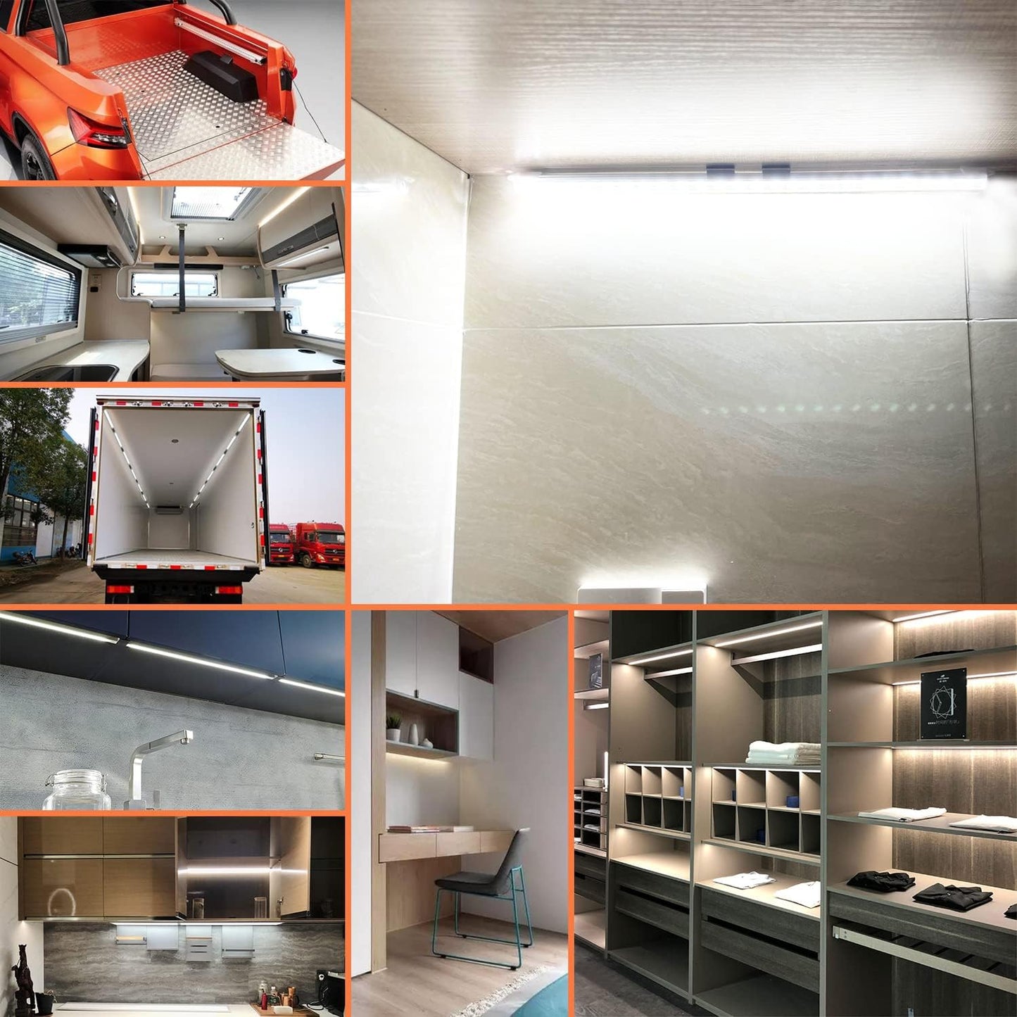 12V LED Light Bar Waterproof, 12V LED Light Strip 54 LEDs 7000K White Color Enclosed Trailer Interior DIY Cabinet LED Light Strip for Car,Trailer,Motorhome,Van,RV,Truck Bed Lights(4 Pack)