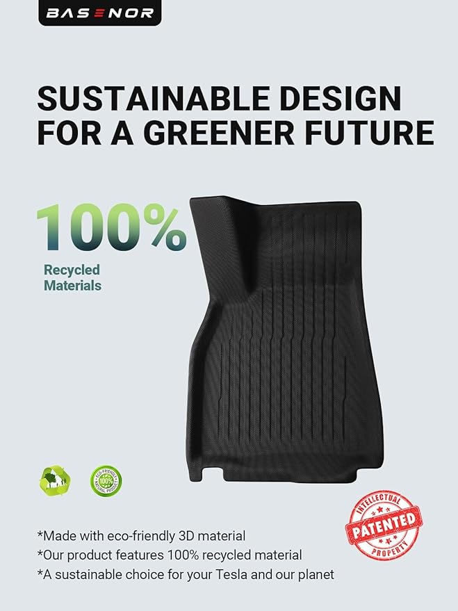 BASENOR 2026 7PCS Floor Mats for Tesla Model S Model S Plaid 3D Material Cargo Liners All-Weather Car Mats Anti-Slip Trunk Mat Model S Accessories Custom Fit 2021-2026