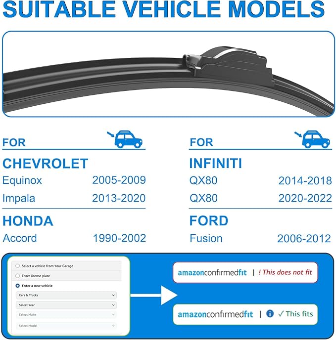 CJPPPZIW® Windshield Wipers-24 Inch+19 Inch Replacement for 1995 1996 1997 1998 1999 2000 2001 2002 Honda Accord Wiper Blades for My Car,Quality Front Windshield Wiper Blades(Set of 2)