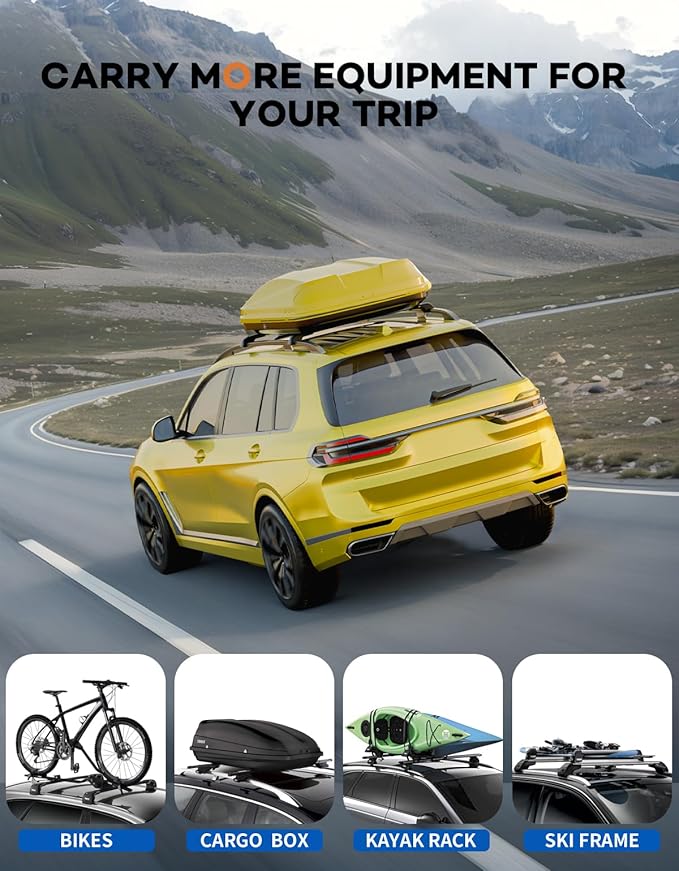 300lbs Roof Rack Cross Bars Compatible with BMW X7 G07 2019-2025 with Raised Side Rails, Heavy Duty Aluminum Lockable Roof Rails Crossbars Cargo