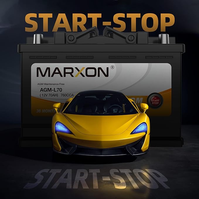 MARXON Group 48 H6 L3 Start and Stop Car Battery 12v 70AH 760CCA AGM BCI48 Maintenance Free Automotive Replacement Batteries