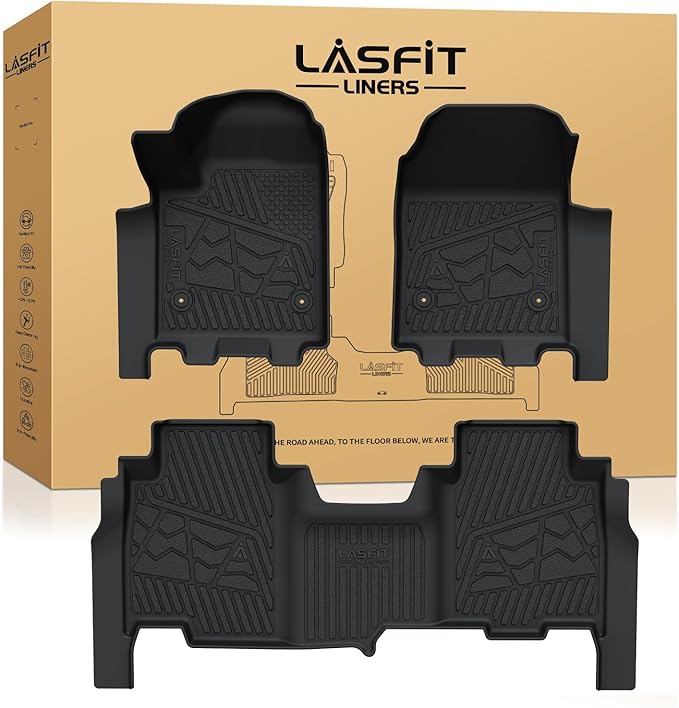 LASFIT Floor Mats for Chevrolet Chevy Silverado EV RST (Not Fit WT/LT/2026 Trail Boss) 2024-2025 & GMC Sierra EV Denali (Not Fit Elevation/AT4) 2024-2026, All Weather TPE Custom Fit Floor Liners