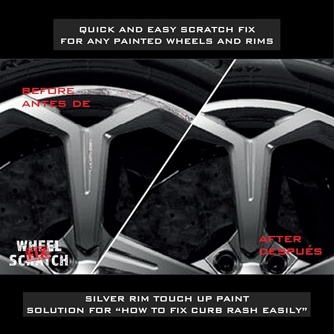 Wheel Scratch Fix® Light Silver Rim Touch Up Paint, Alloy Wheel Scratch Repair, Curb Rash Repair, Wheel Touch Up Paint Pen, Rim Scratch Remover, (Universal Light Silver Wheel Paint (Pen Only))