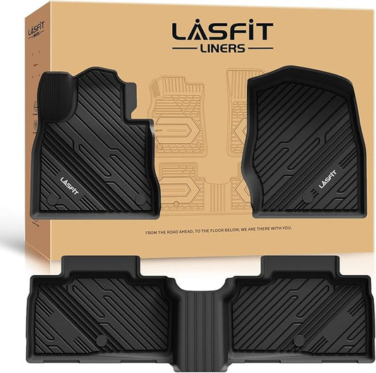 LASFIT Floor Mats Fit for Ford Explorer 2020-2025 All Weather Protector TPE Car Liners, 1st & 2nd Row, 3pcs Black